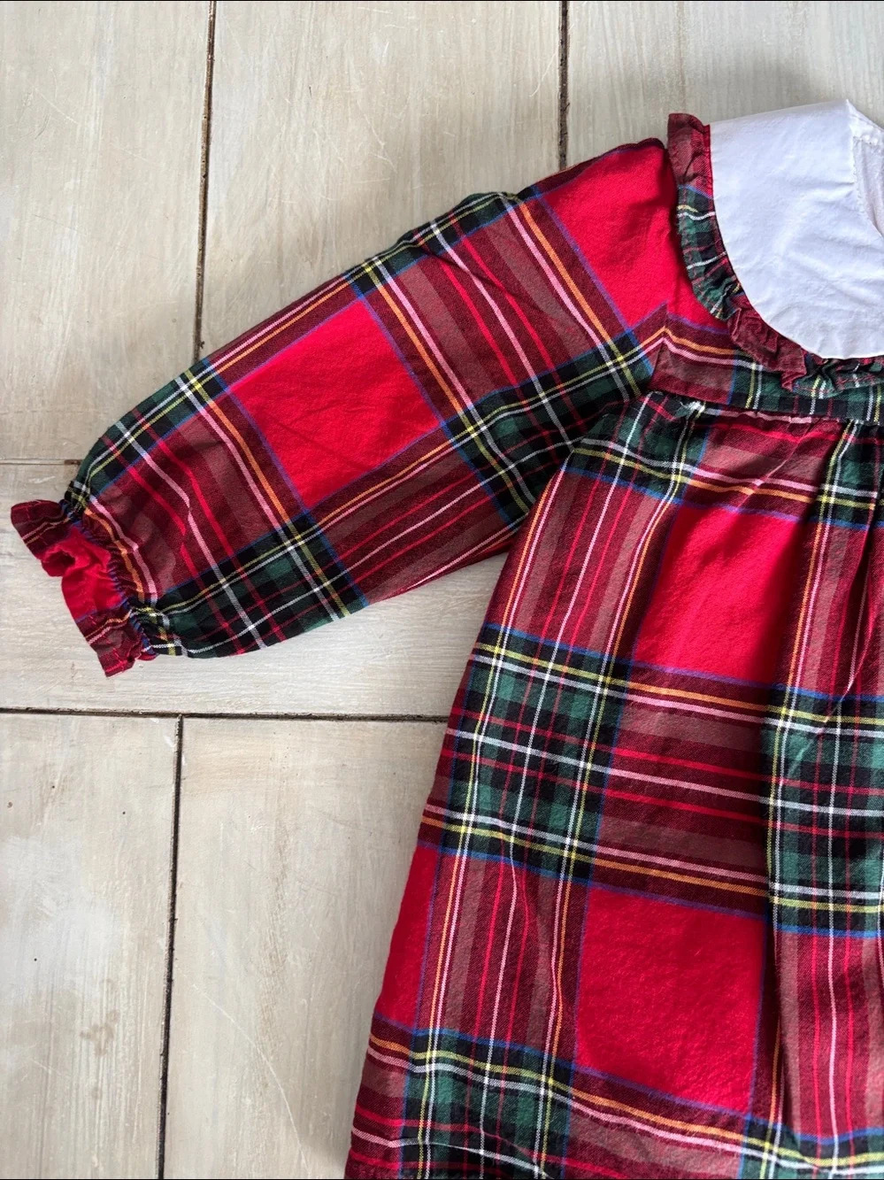 Cecil & Lou Red Holiday Plaid Collared Top & Pants Monogram